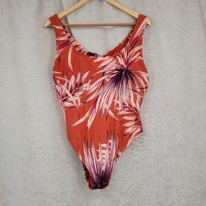 Palisades Beach Club One Piece Rust Tropical Swimsuit Women's Plus Size 18W